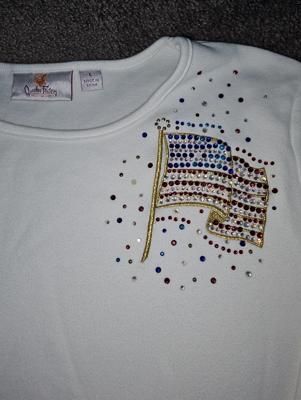 Quacker Factory Lot Of 4 - 100% Cotton 3/4 Sleeve Rhinestone Sparkle Shirts Sz L - Picture 13 of 16